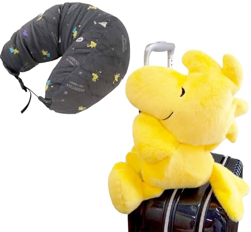 SNOOPY トラベル ネックピロー 空気枕 マイクロビーズ ふわふわ 裏返す かわいい キャラクター に変身 つれてって！ ウッドストック 星空