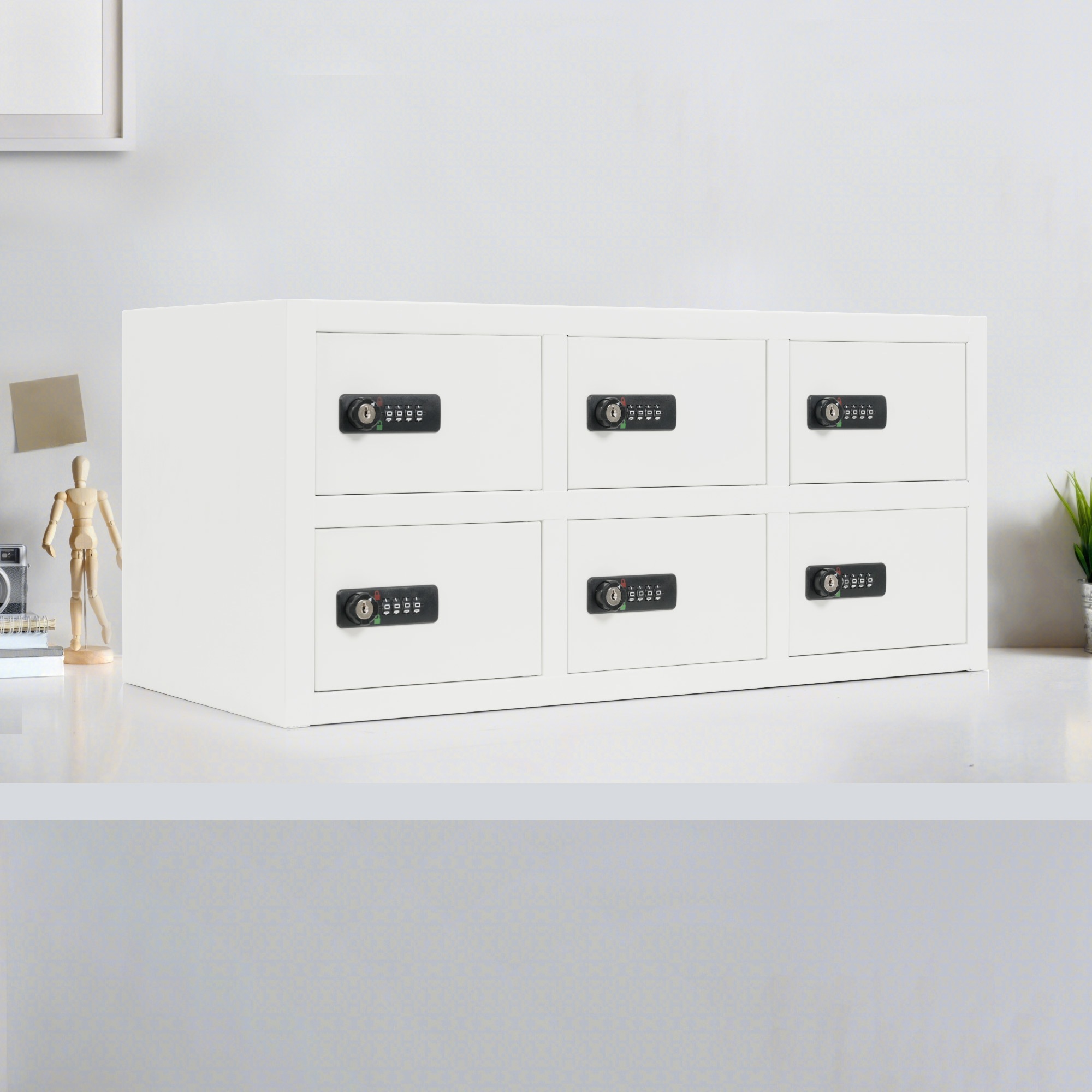 【国内発送】914貴重品ロッカー 6人用 小型 貴重品 金庫セキュリティキャビネット ダイヤル錠 完成品 小物収納 管理キー付き 防犯 貴重品入れ オフィス 事務所 更衣室 学校 業務用 おしゃれ キ