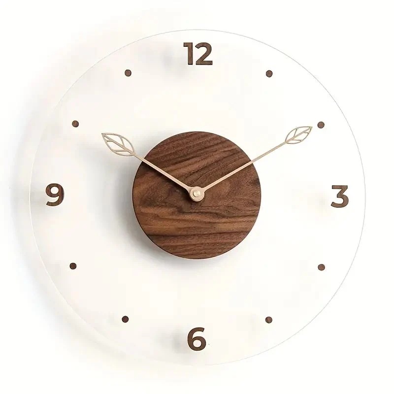 掛け時計 クリア 木 温かみ 静音 アナログ おしゃれ かわいい インテリア 北欧 モダン 壁掛け 時計 ウォール クロック リビング 寝室 4-7