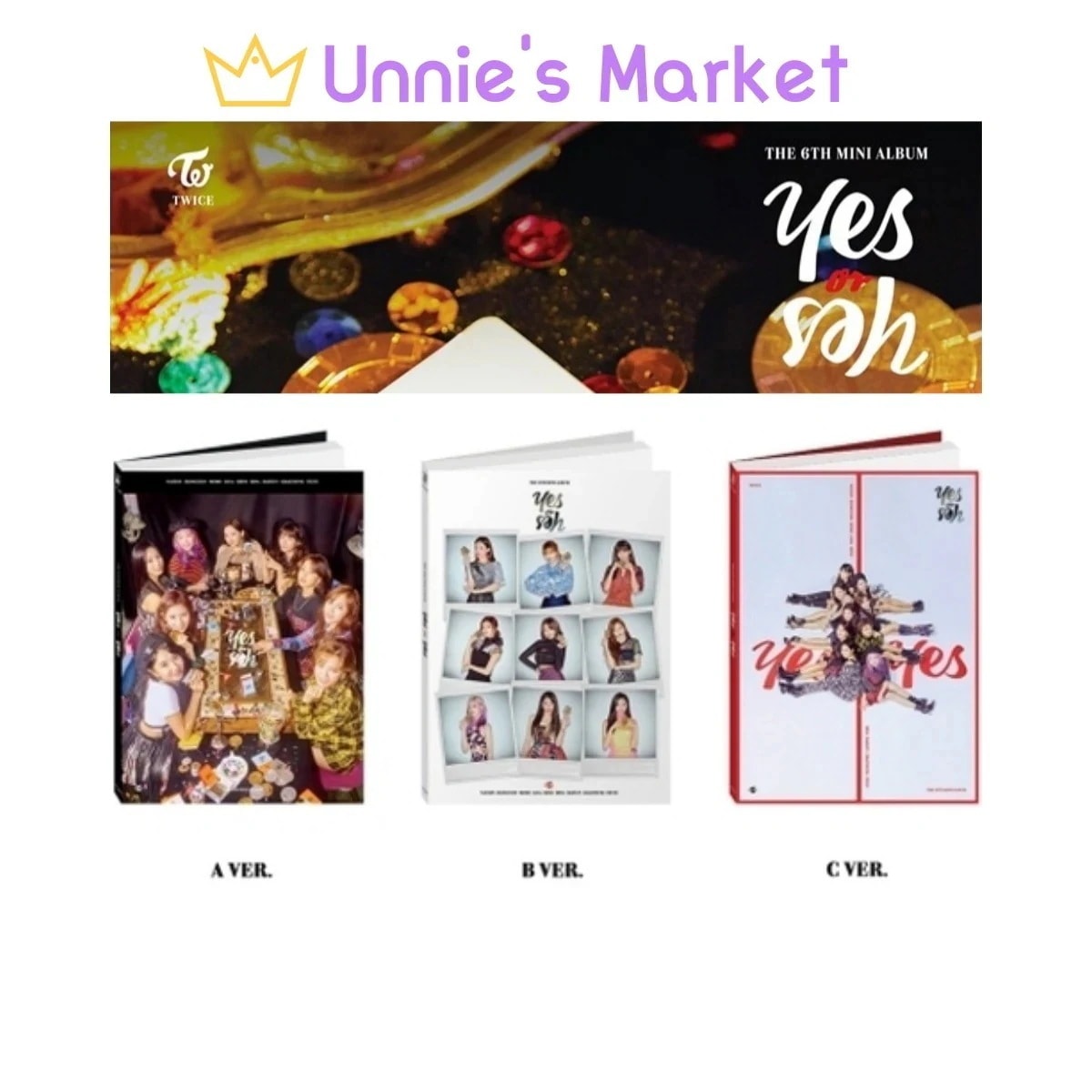 [SET] Twice 6th Mini Album [Yes or Yes] + Free Photocard 1EA(fan-made)