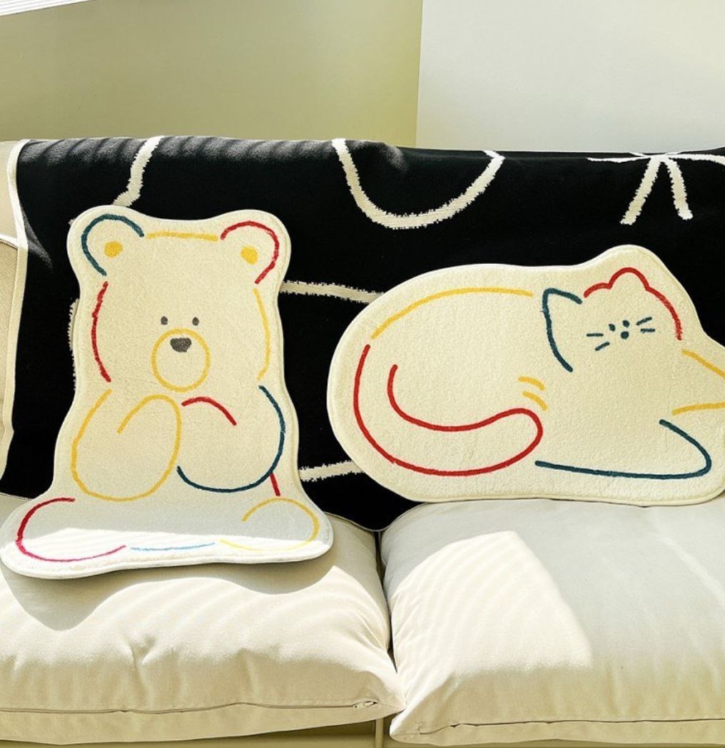 ビビッド バスルームトイレキッチンラグカーペット グマ 猫