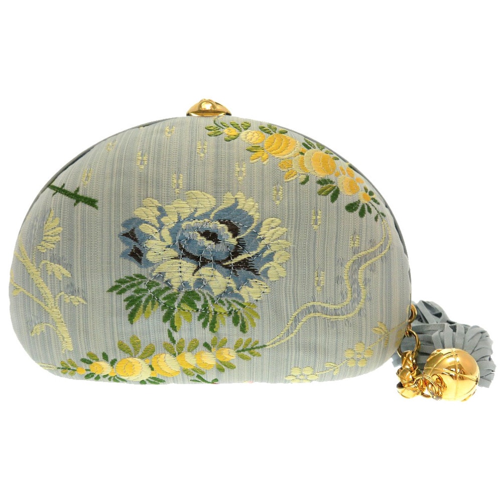 美品 マトラッセ フリンジ ヴィンテージ ココマーク クラッチバッグ キャンバス/キャンバス ブルー 0103【中古】 レディース