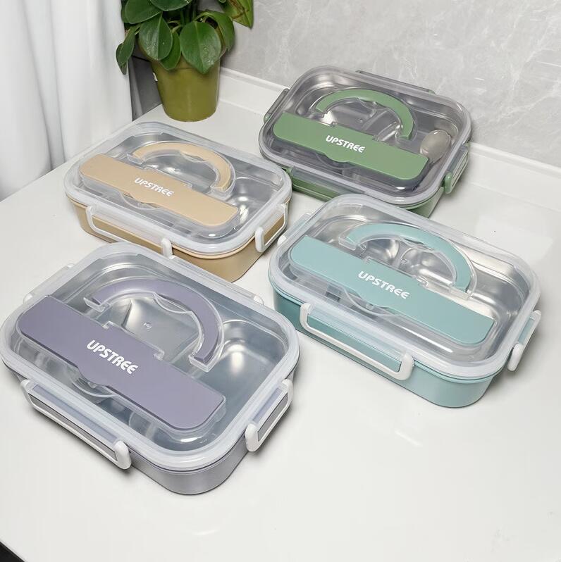 お弁当箱 二重構造ステンレス鋼保温弁当箱 携帯用大容量弁当箱 食品グレードの仕切り付き学生用ランチボックス