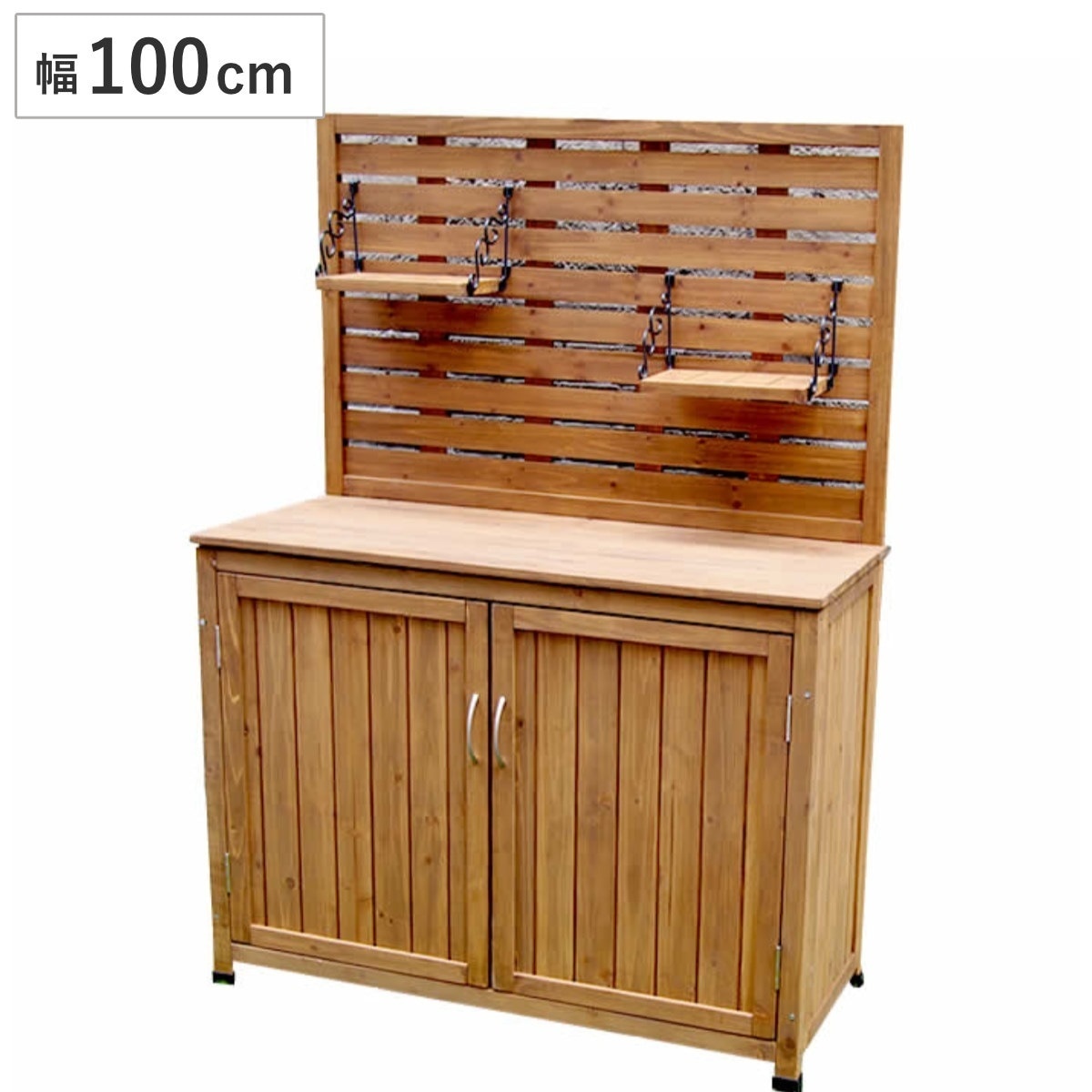物置 パネル付収納庫 100 木製 屋外物置 約 幅 100cm 木製物置 ベランダ 物置き 屋外収納 収納 ラック 収納棚 天然木 ガーデン ガレージ 庭用品 扉 ストッカー