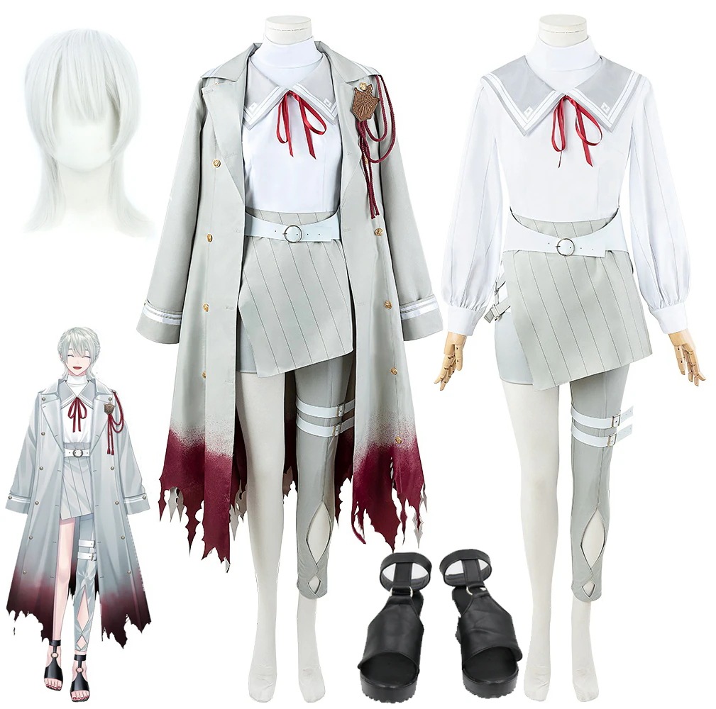 即納　VTuber 弦月藤士郎 コスプレ衣装 セーラー服 ウィッグ 靴 セット 変装 クリスマス アニメ イベント パーティ コスチューム変装 衣装