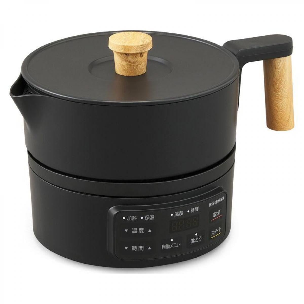 【在庫有・即納】アイリスオーヤマ クッキングケトル ICK-M1200-B ブラック 湯沸かし 調理 鍋 炊飯 ケトル 一人暮らし 空焚き防止 料理