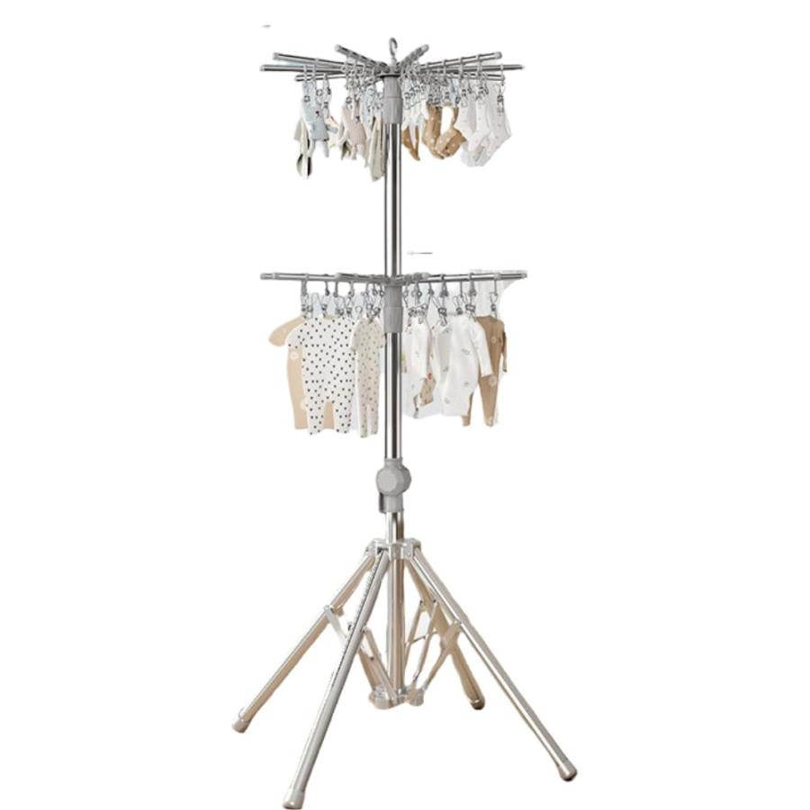 洗濯物干しラック ベビー服物干しラック 折りたたみ床置き多機能床置き物干しラック 新生児子供服ハンガー コンパクト 省スペース 高さ調節可能 折りたたみ式 安