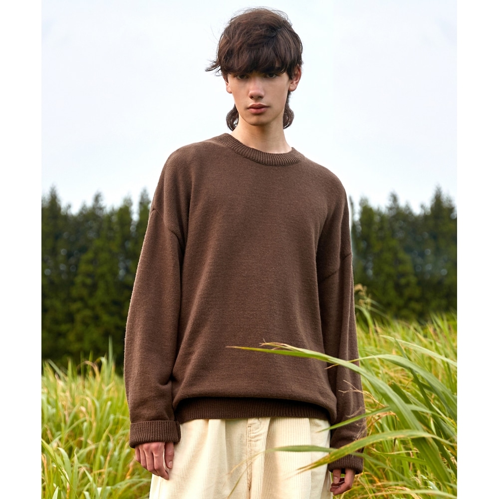 MINIMALPROJECT ウール刺繍ラウンドニット MNT103 [BROWN]