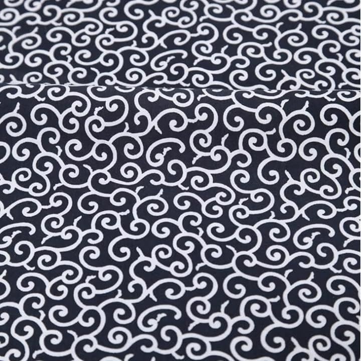 唐草模様 生地 コットン 幅148cm 綿100％ 和柄 からくさ 布(ネイビー, 3m)