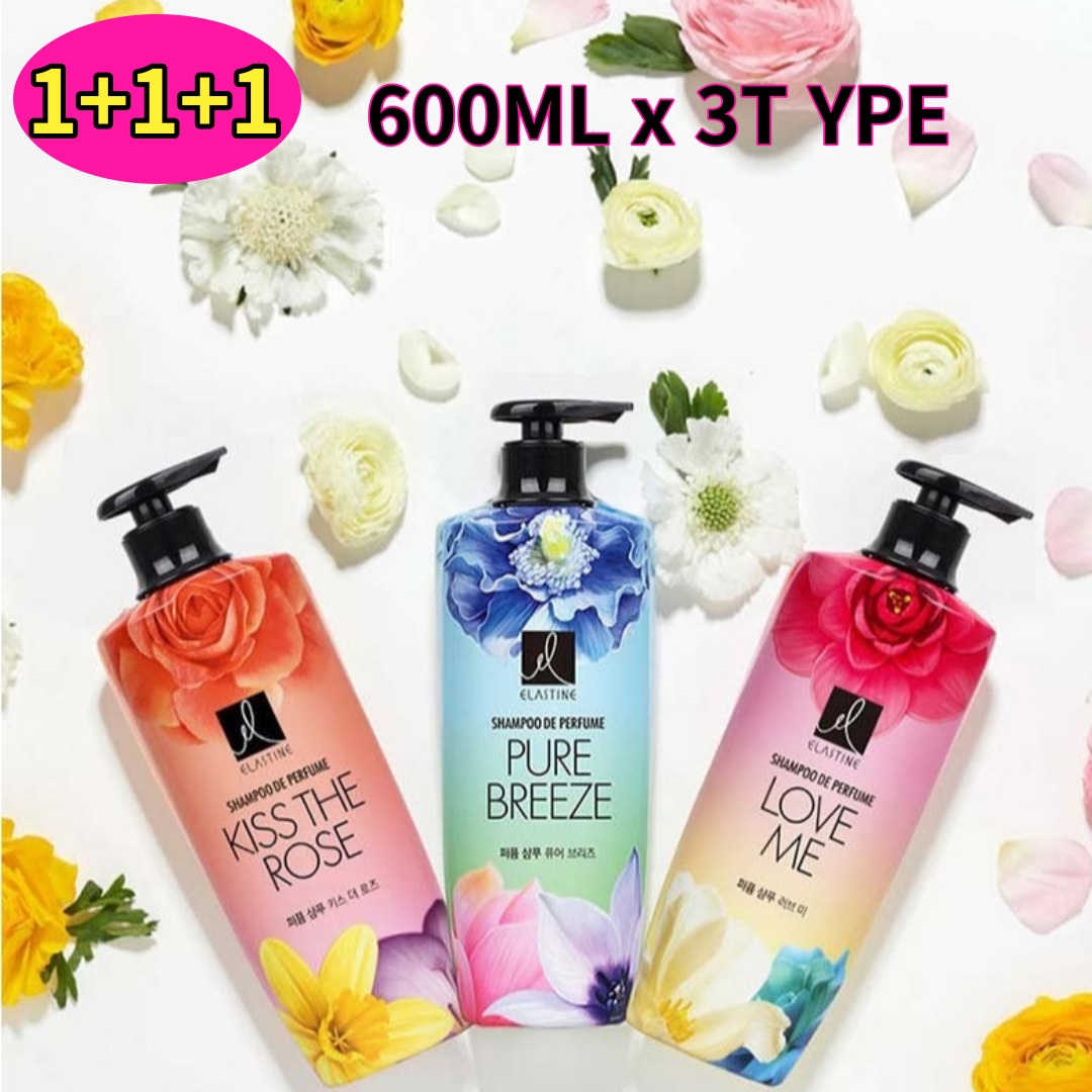 [1+1+1] エラスチンパフューム ヘアシャンプー 600ml x 3本(3つの香り)/韓国人気のシャンプー 香水 シャンプー