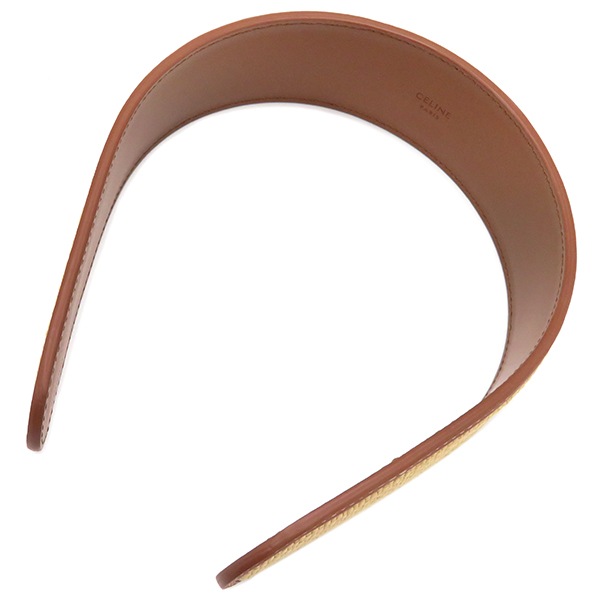 セリーヌ CELINE ヘアアクセサリー トリオンフ カチューシャ ラフィア レザー ナチュラル×ブラウン 茶 461AK3RAC.02NT 【箱】【中古】