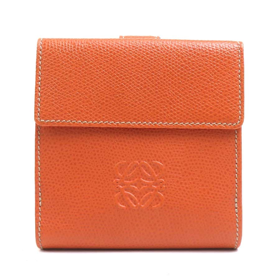 ロエベ LOEWE 二つ折り財布 レザー オレンジ ユニセックス r10877i