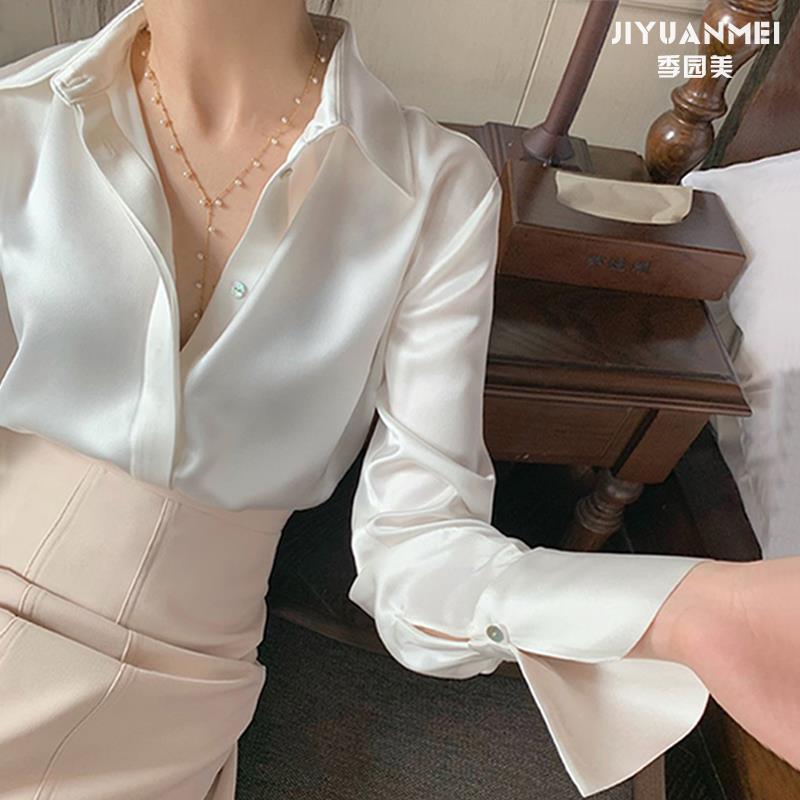 3色 ファッション シャツブラウス レディース 長袖 トップス 着痩せ きれいめ Vネック tシャツ