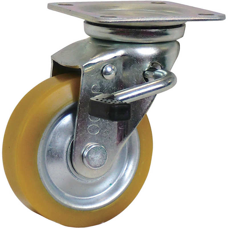 シシクアドクライス　静電気帯電防止キャスター 自在ストッパー付 100径 ウレタン車輪　EUWJB100