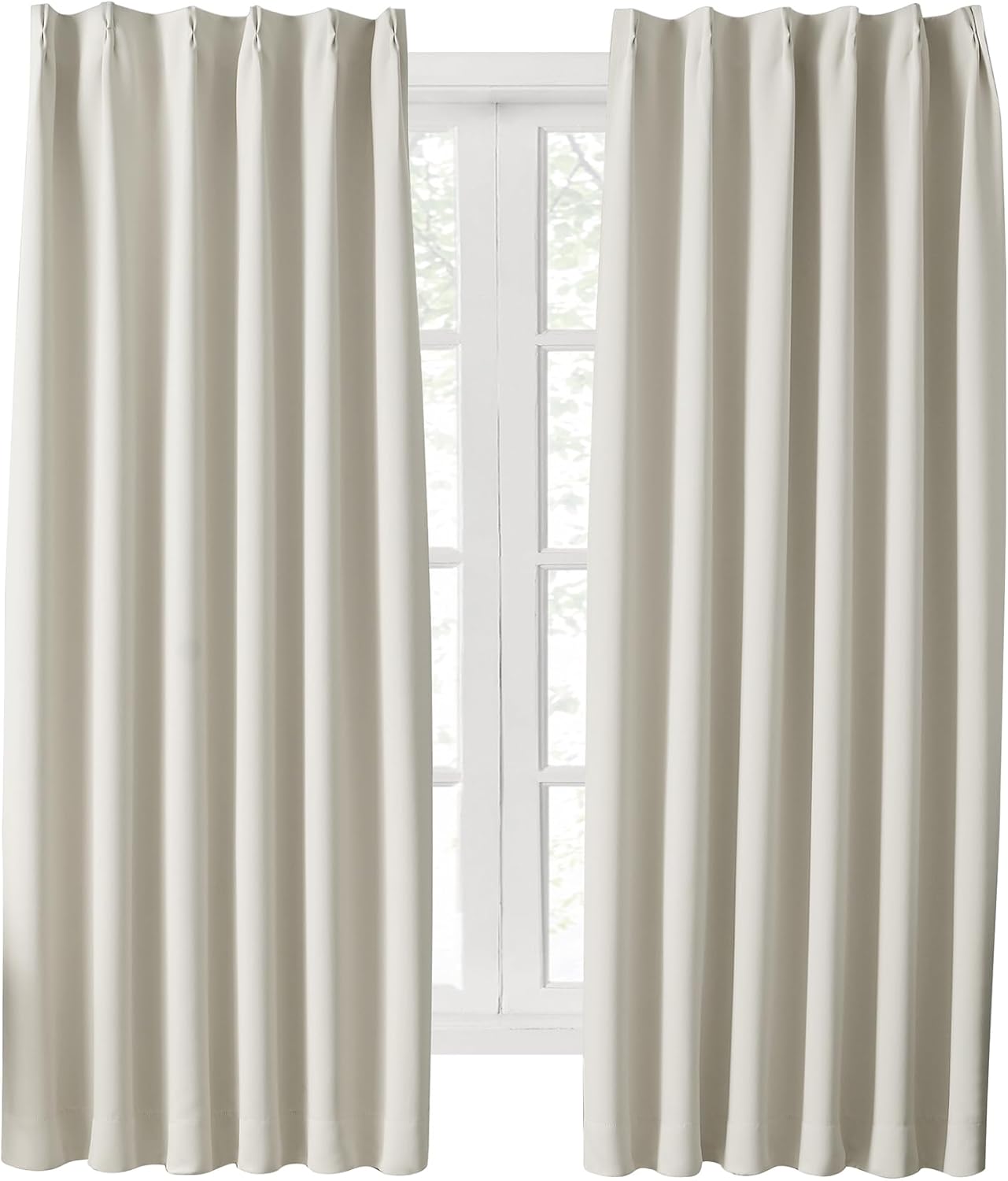 Hansleep カーテン 1級遮光 幅150cm×丈230cm 2枚組 ベージュ 断熱 防寒 防音 省エネ 厚手 無地 おしゃれ 洗える 寝室 リビング用 (ベージュ, 幅150cm×丈230cm)