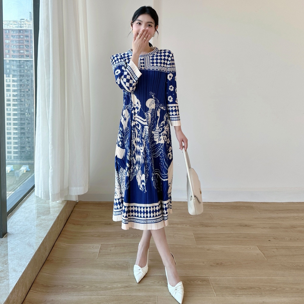 2025 新作 ワンピース 夏 半袖 長袖ワンピース ロングワンピース ロング シフォンワンピ ベアワンピ レースワンピ ドレス パーティードレス11 Miyake Pleated 2