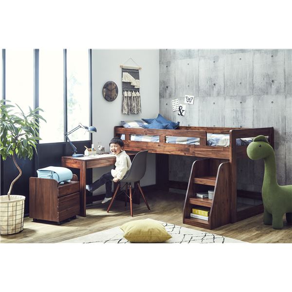 システムベッド 4点セット（ベッド/ステップ/デスク/ワゴン） ゲルツ2 ブラウン 組立品