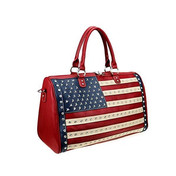 Montana West American Flag Travel Duffle Bags Gym Bag For Women Men Large Leather Sport Bag Red US-0