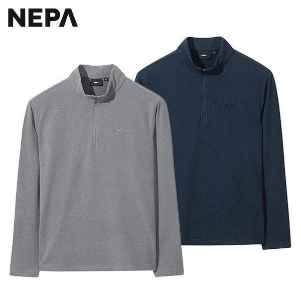 冬用メンズリサイクル起毛ジップアップ長袖Tシャツ - 7L75417