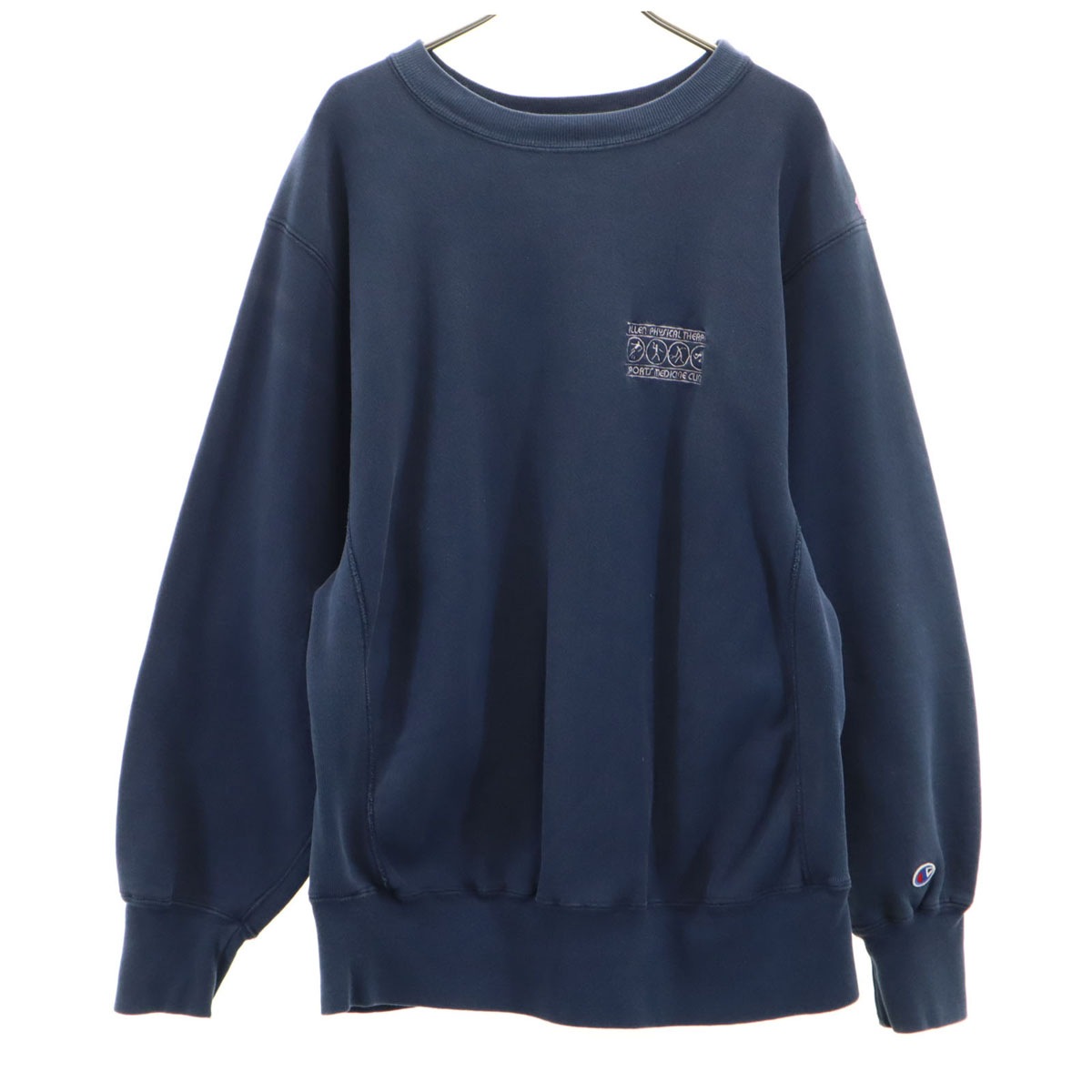 80s USA製 リバースウィーブ トリコタグ 2枚タグ ヴィンテージ 長袖 スウェット トレーナー L ネイビー 裏起毛 メンズ 古着