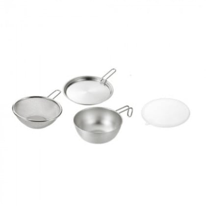 燕熟の技 シェラカップ・ボウル18cm＆手付きザル・蓋トレー・シリコン蓋付き EJSB-800