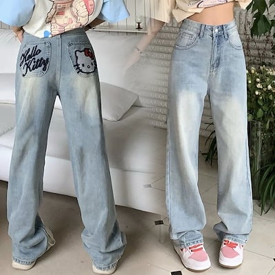 Qoo10] サンリオ ハローキティ 刺繡 ジーンズ レディース