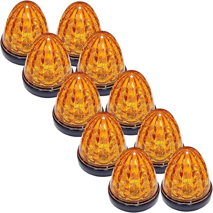 カスタマイズ 24V トラック用 LED マーカーランプ サイド クリスタルカット仕様 16LED 汎用 シーリングタイプ防水 各色(オレンジレンズ, 10個)
