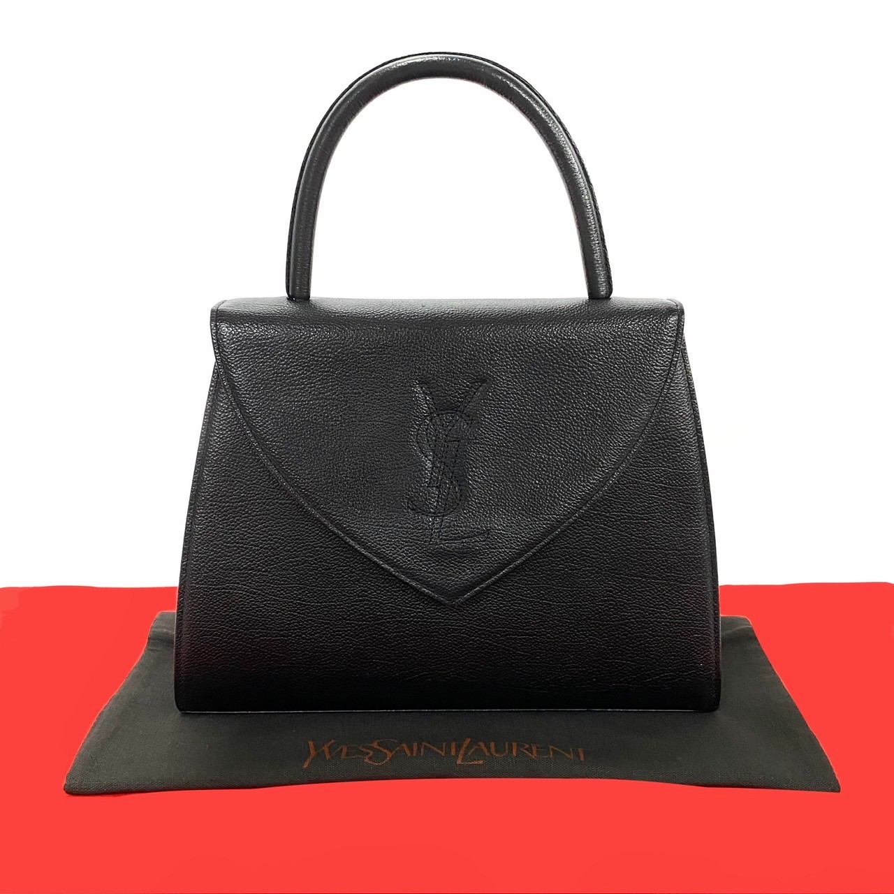 ヴィンテージ YSL ロゴハンドバッグ レザー ブラック 36419