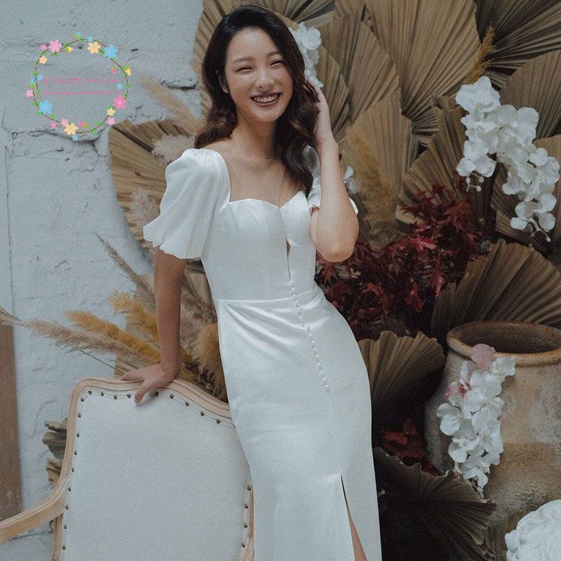 半袖 二次会 マーメイドドレス 安い 白 ウェディングドレス 結婚式 ブライダル 演奏会 パーティードレス 披露宴 ロング 花嫁 発表会 エレガンス 挙式 スレンダー
