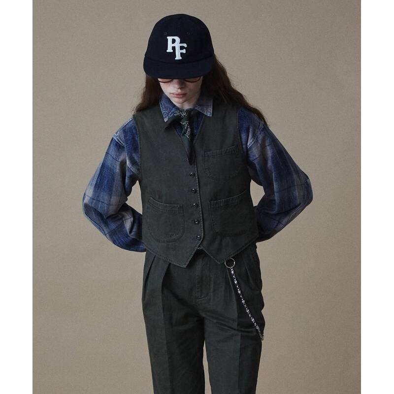 ペンフィールド PENFIELD ウィメンズ シグネチャー フェイドド コットン メディバル ベスト オリーブ FR2WV02F 479913