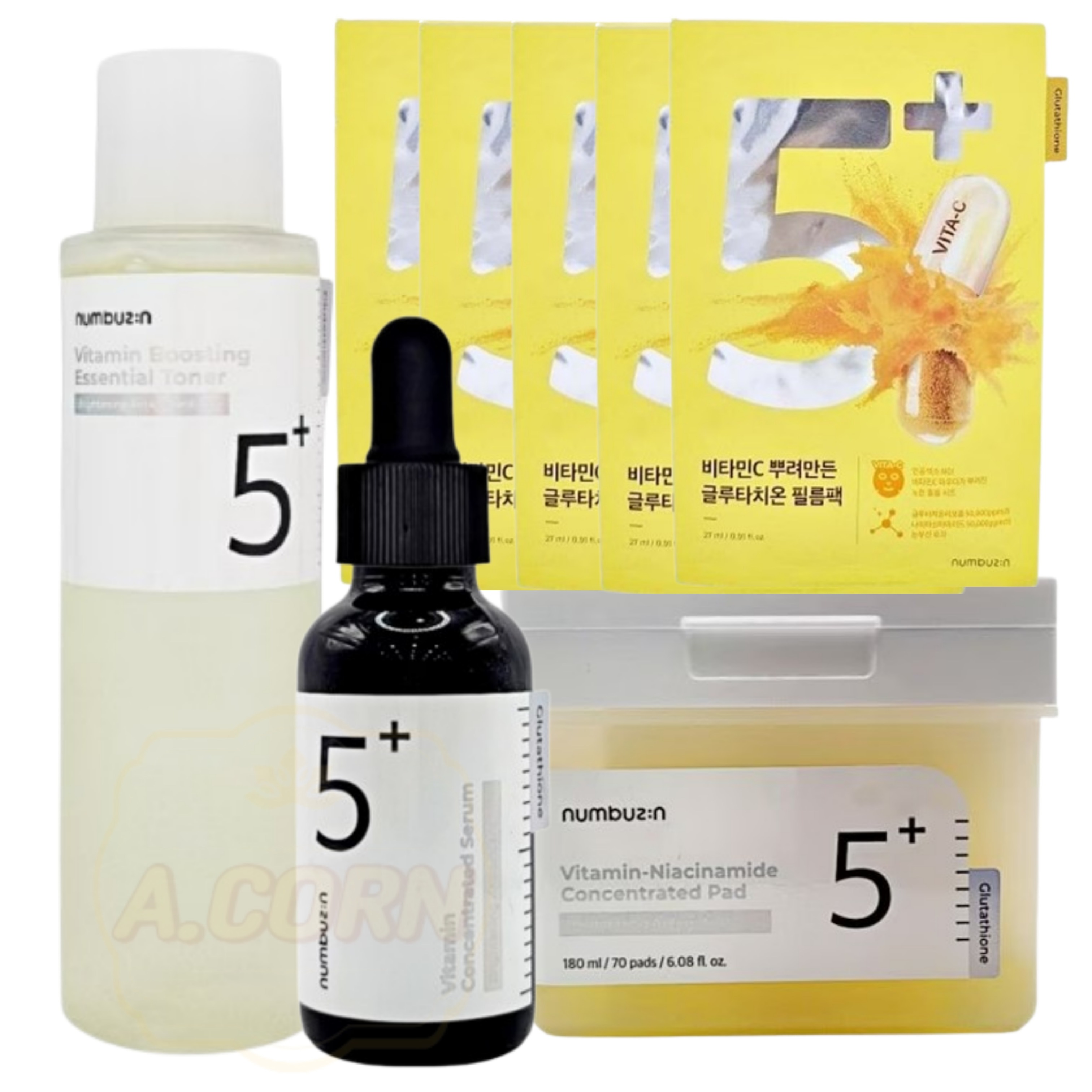 [5番白玉グルタチオンＣ セット]5番 白玉グルタチオンＣ美容液 30ml+トナー 200ml+マスク 5枚+パッド 70枚 7,257円