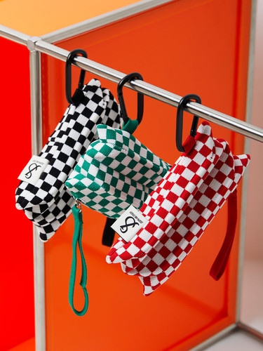 JOSEPH&STACEY公式 ニットポーチ Lucky Pleats Knit Pouch Slim Checkmate (All)