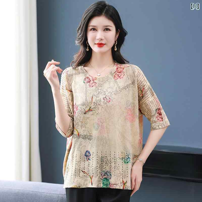 婦人服 レディース 上品 おしゃれ マダム ファッション 夏 大きめサイズ ぽっちゃり トップス 半袖 Tシャツ