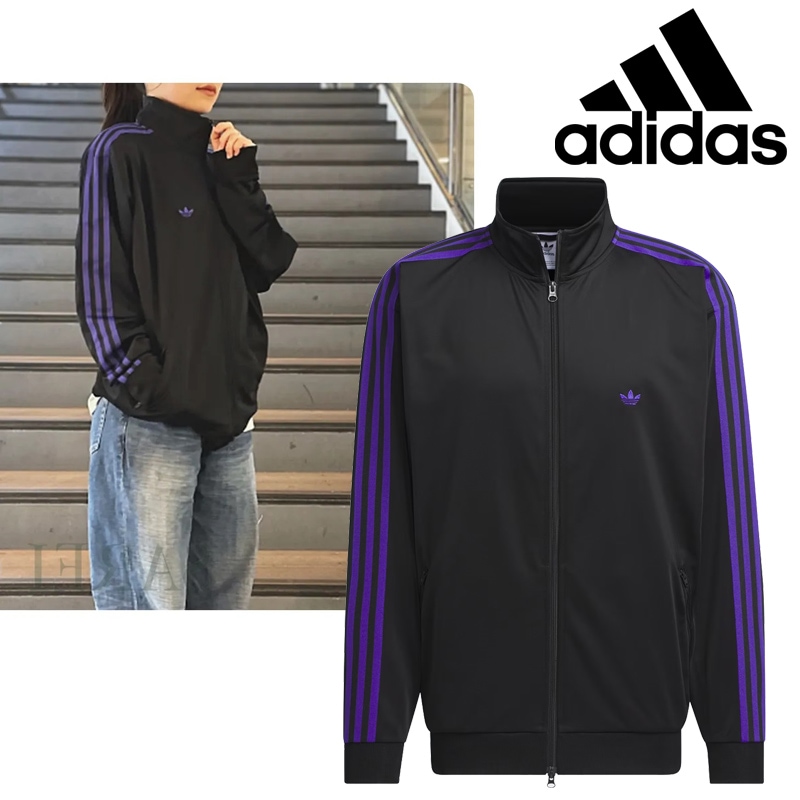 IZ4923 ORIGINALS TRACK JACKET 軽やかトリコットのジップアップトラックトップ 3ストライプが映えるスタンドカラー 再生素材使用 ゆったりシルエットでデイリーに羽織れる