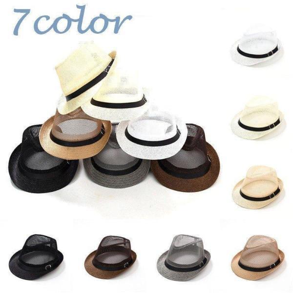 メーカー直販レディースファッション麦わら帽子 ストローハット 中折れ ユニセックス 男女兼用 メッシュ地 通気性 涼しい 蒸れ防止 日除け 日よけ ビーチ アウトドア