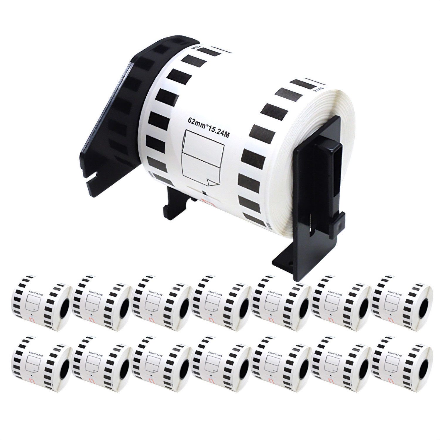 ブラザー用 ピータッチ DKテープ (感熱フィルム) DK-2606 互換品 長尺フィルムテープ(黄色) 黄 62mm×15.24m 15個セット+ホルダー1個