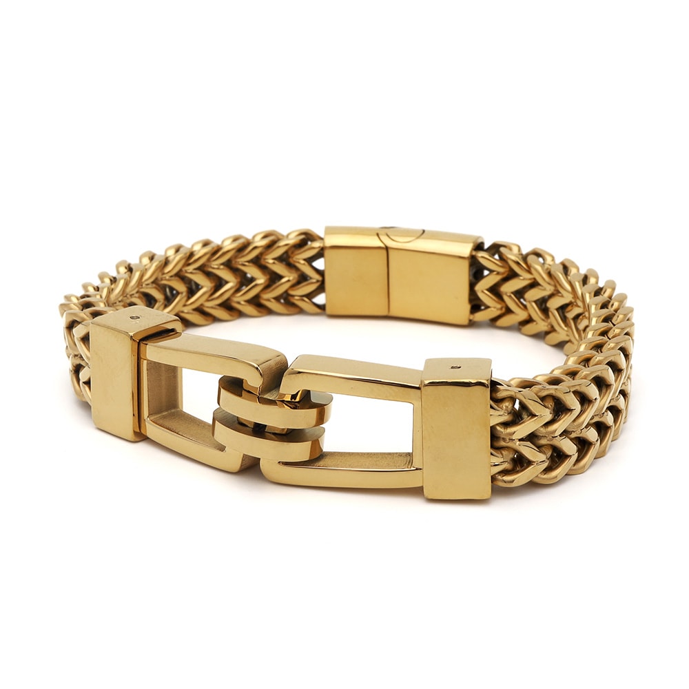 ステンレス ヘビーブレスレット 2カラー [b613]