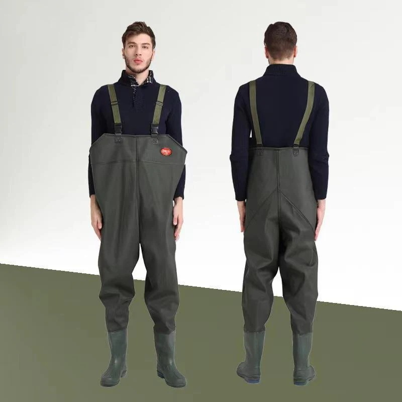 防水パンツ 胴長靴 釣り用長靴 長靴付き 長ぐつ付き つなぎ ハイウエスト 防水加工 メンズ 男性用