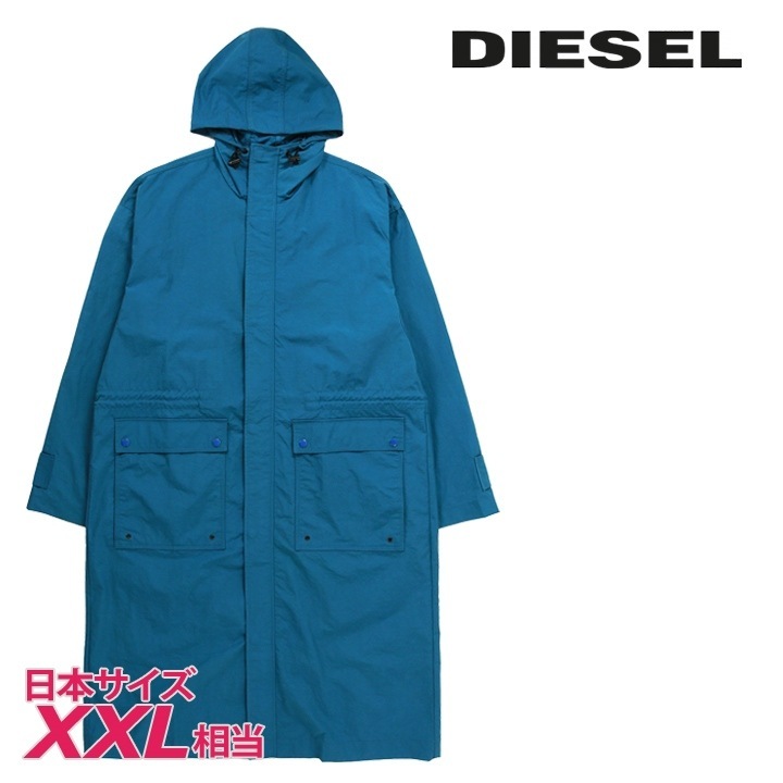 フーデッドロングコート メンズ J-LUI-A オーバルDバックロゴ 薄手 die-m-o-f4-04n