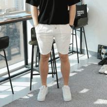 WMZ 圧縮コットン四角ポケットバンディングハーフパンツ