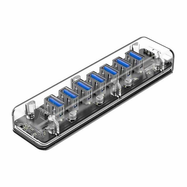 7ポート USB3.0 ハブ 透明 クリア USBハブ セルフパワー バスパワー 両対応 5Gbps 高速 同期 データ転送 ドッキングステーション ALW-ORICO-F7U 5,224円