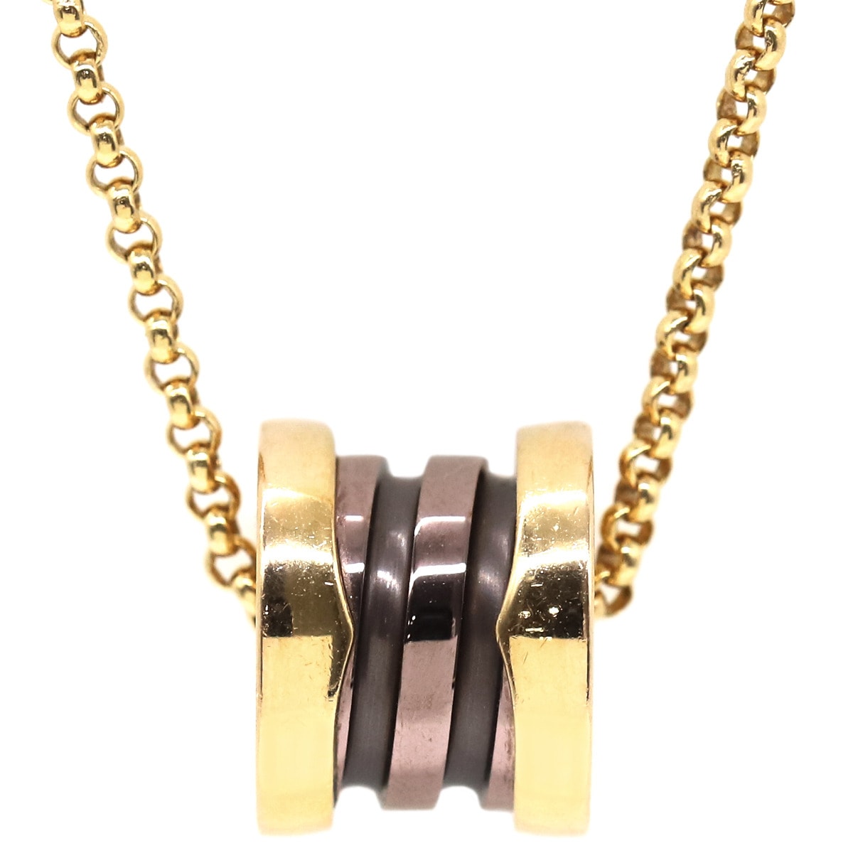 ブルガリ BVLGARI ネックレス ビーゼロワン ミニ ネックレス K18PG ブロンズセラミック ブロンズXピンクゴールド B-zero1 ペンダント 18K 750PG 358379【中古】