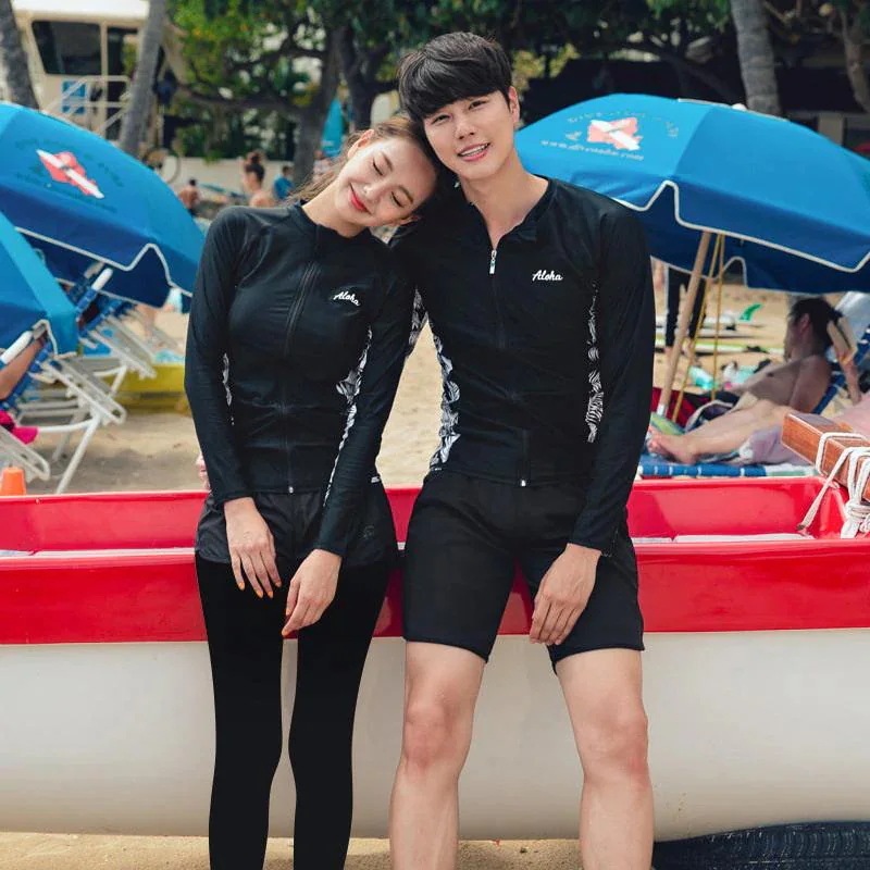 水着ペアルックレディースメンズ上下セット女5点男3点ラッシュガードフィットネス水着水陸両用紫外線対策カップルレギンスダイビング