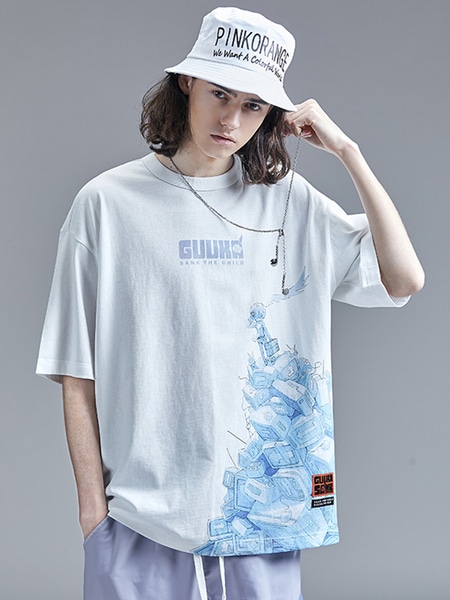 花純綿半動き五分袖ファッションブランドカップル