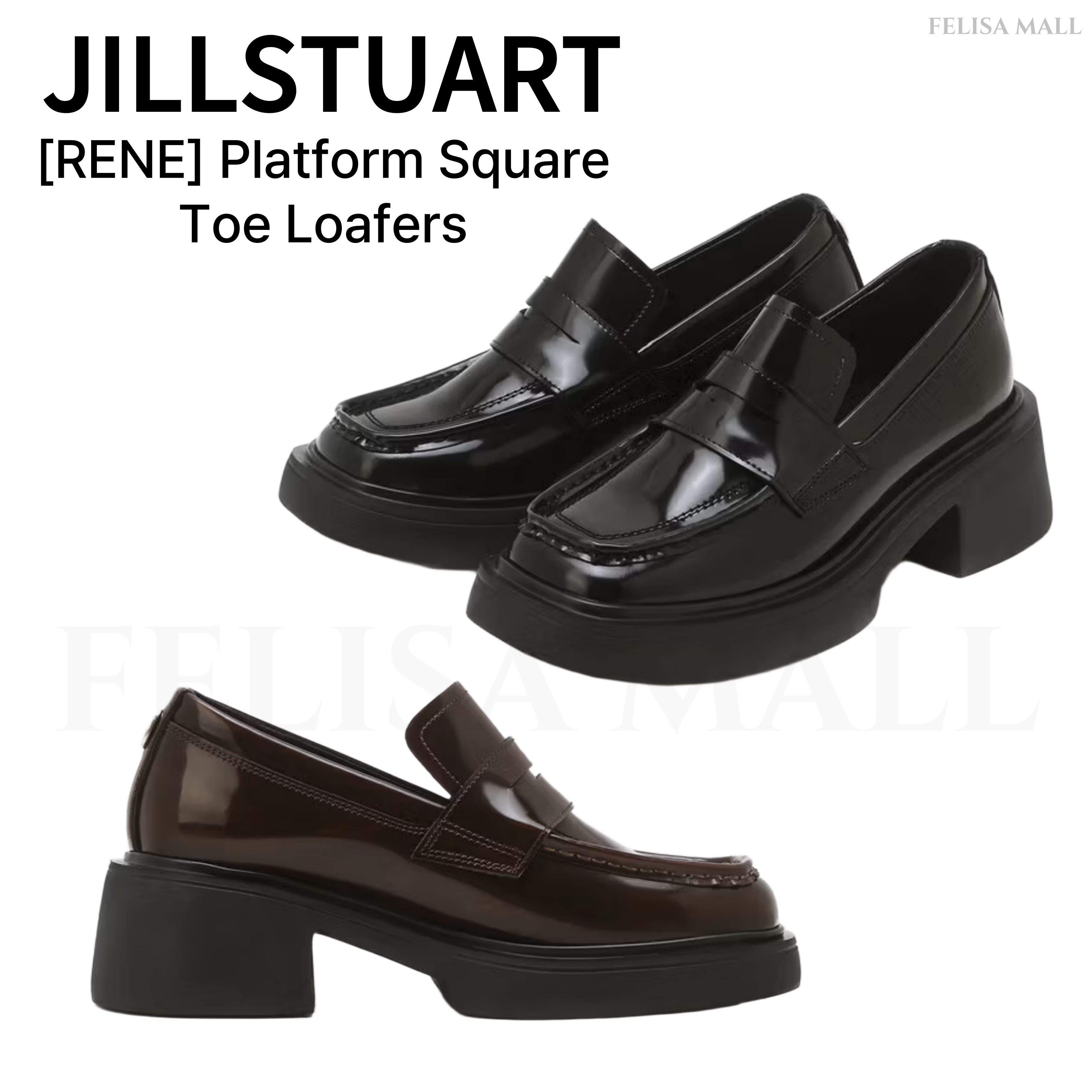 [JILLSTUART] 【RENE】 Platform Square-Toe Loafers 韓国人気 韓国ローファー