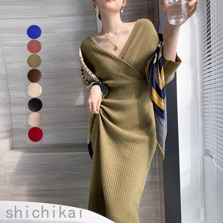 カシュクールニットワンピース ホワイトデー 韓国風 WILLS THOM