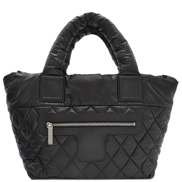 シャネル CHANEL トートバッグ コココクーン トートバッグ PM ナイロン レザー ブラック シルバー金具 黒 A48610 21****** 【保存袋】【中古】