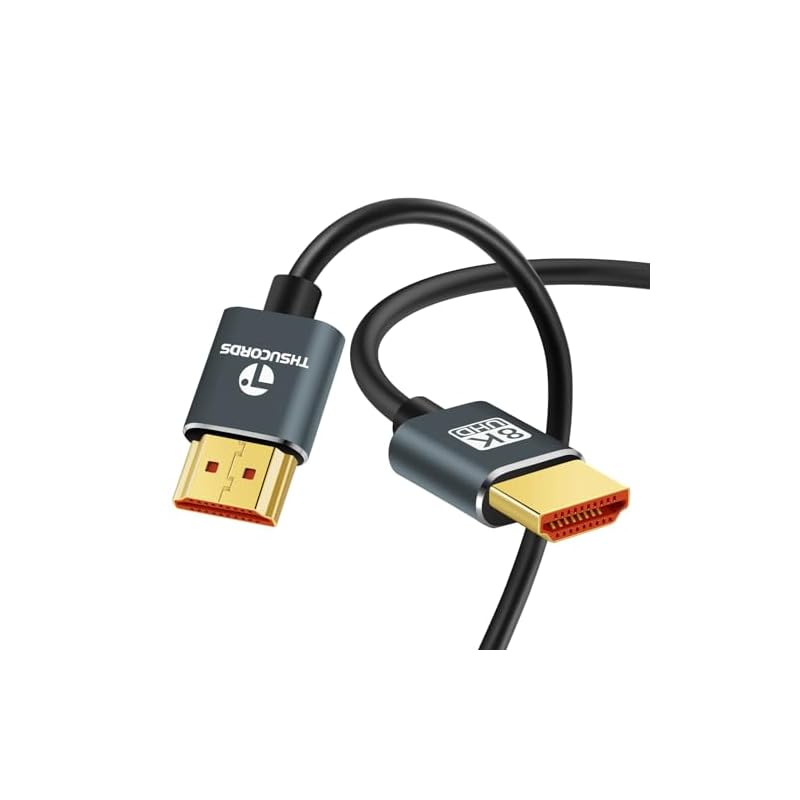 Thsucords 超薄型 8K 4K HDMIケーブル 5M スリム&フレキシブル ソフト 高速 HDMI 2.1 リード 4K@120Hz 8K@60Hz 48Gbps Roku TV/HDTV/