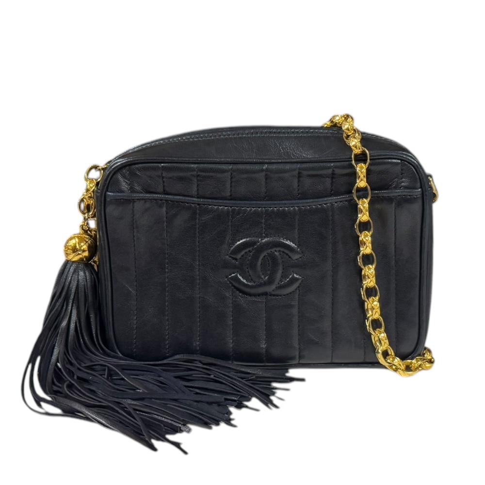 シャネル ショルダーバッグ ラムスキン ブラック CHANEL 中古