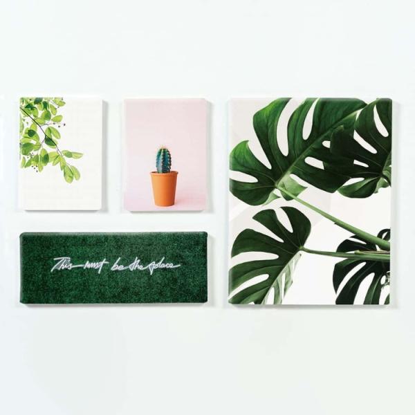 ファブリックパネル アートフレーム 飾り 情景 おしゃれ 壁掛け ウォールデコレーション インテリアグリーン 自然 緑 観葉植物 モンステラ 4枚セット